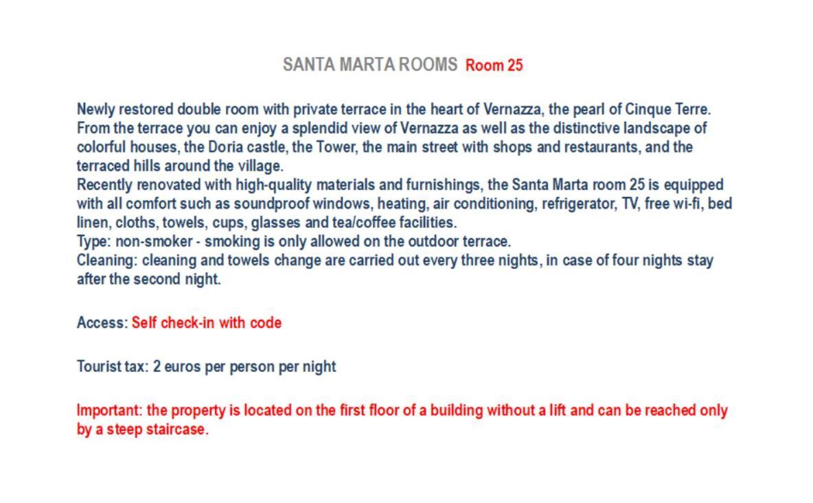 Santa Marta Rooms - Vernazza Dış mekan fotoğraf